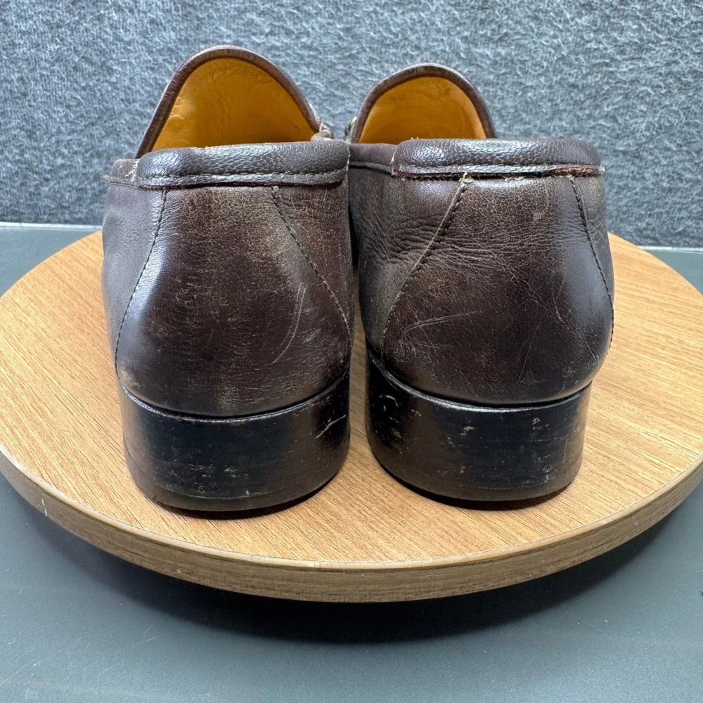 GUCCI 1953 Classic Horsebit Loafers‎ Brown Leather Mens Shoes Size 44 10 VTG 110